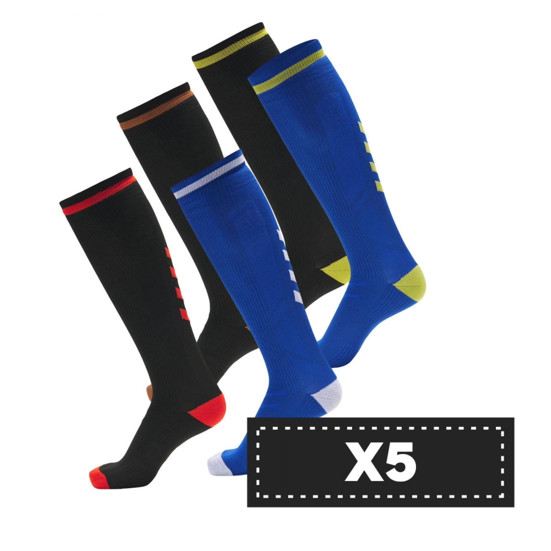 Confezione da 5 paia di calzini scuri Hummel Elite Indoor high (coloris au choix)