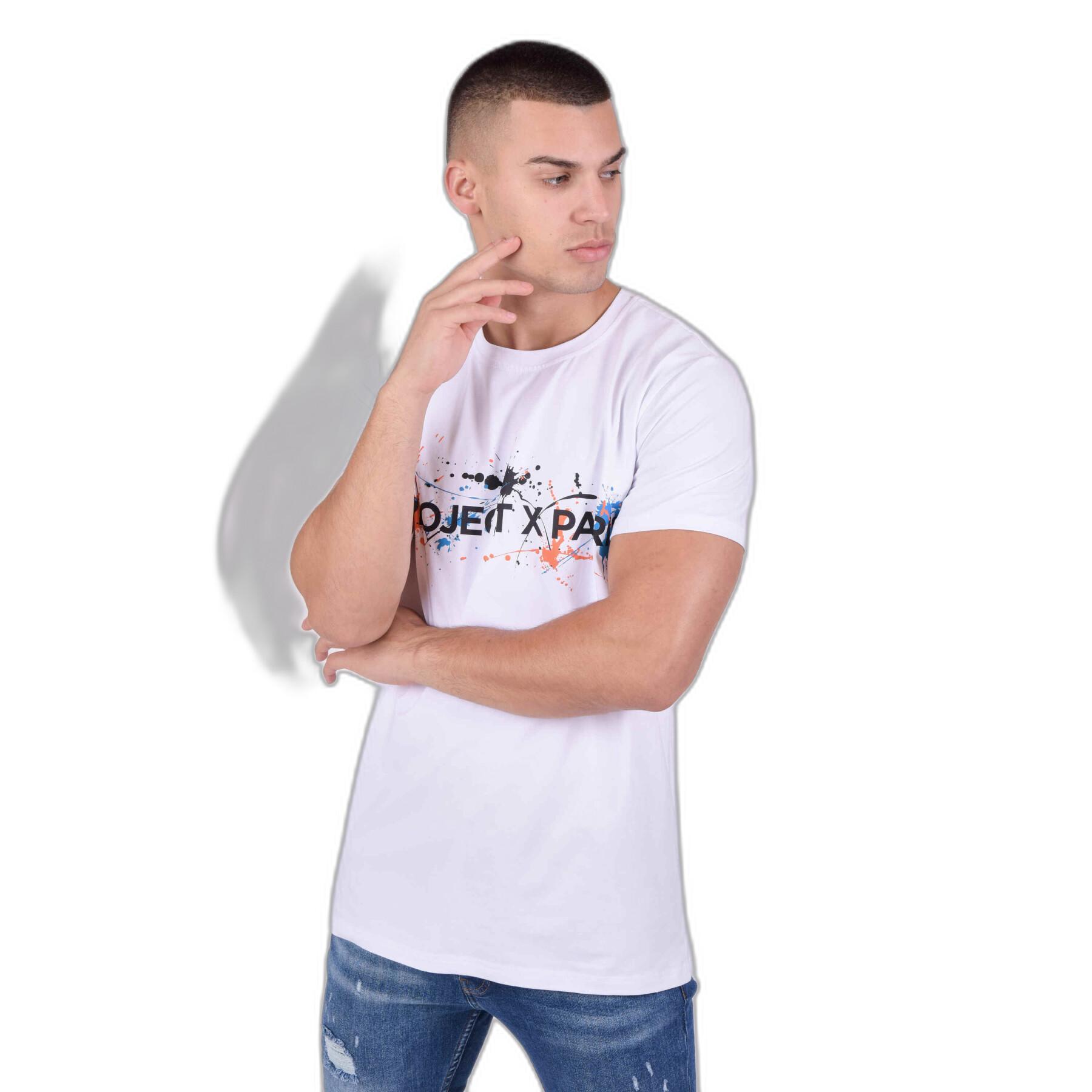 T-shirt girocollo con logo e macchie di vernice Project X Paris