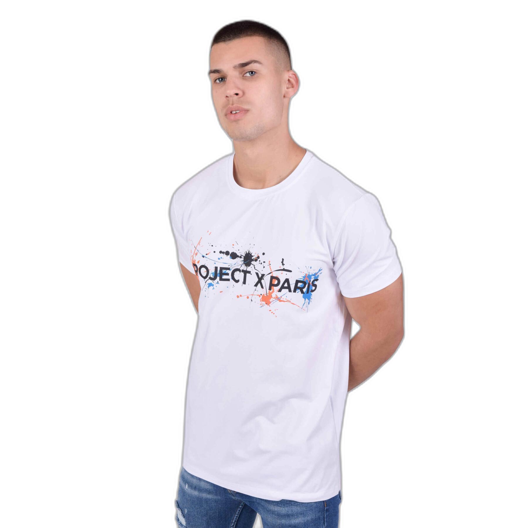 T-shirt girocollo con logo e macchie di vernice Project X Paris