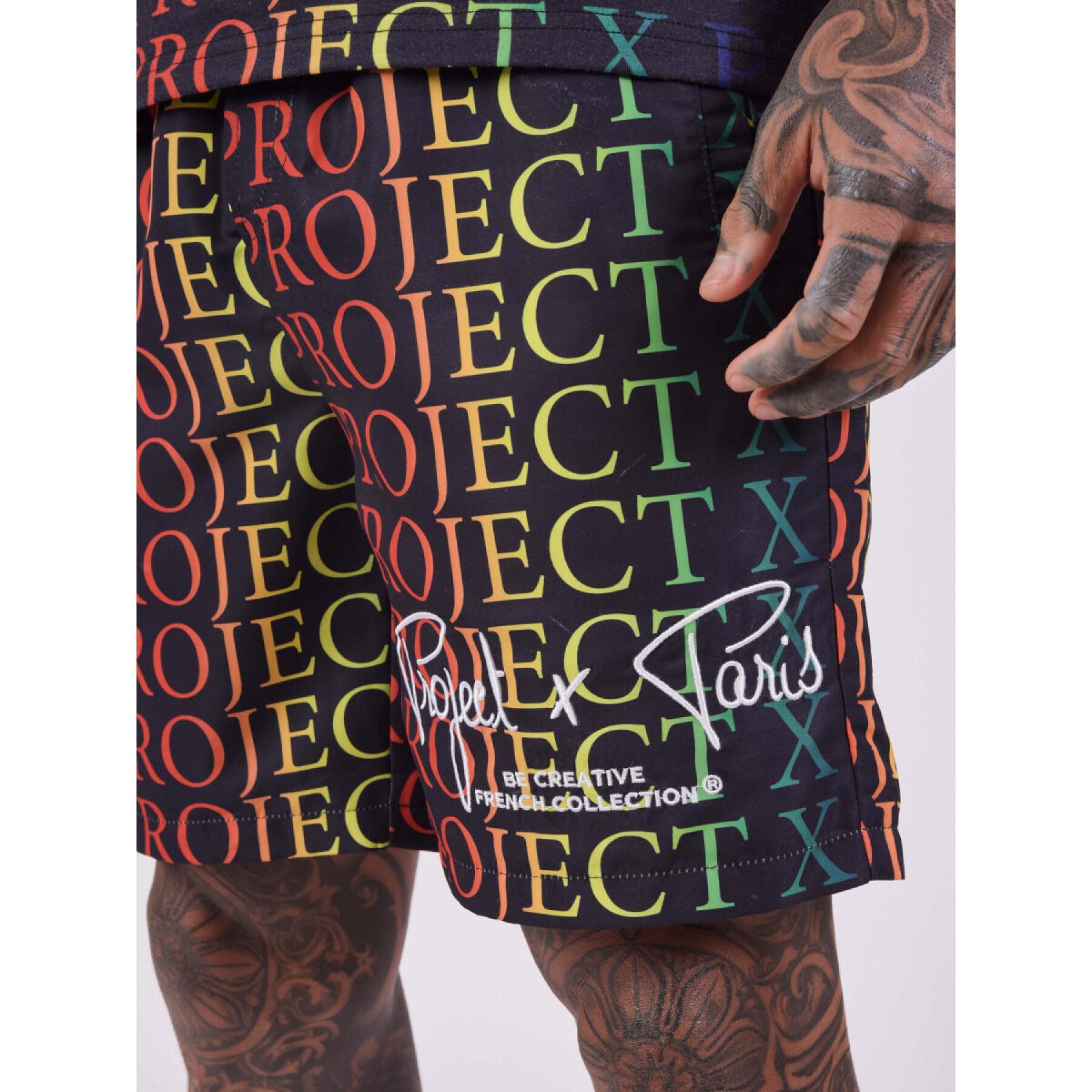 Pantaloncini con logo sfumato arcobaleno Project X Paris
