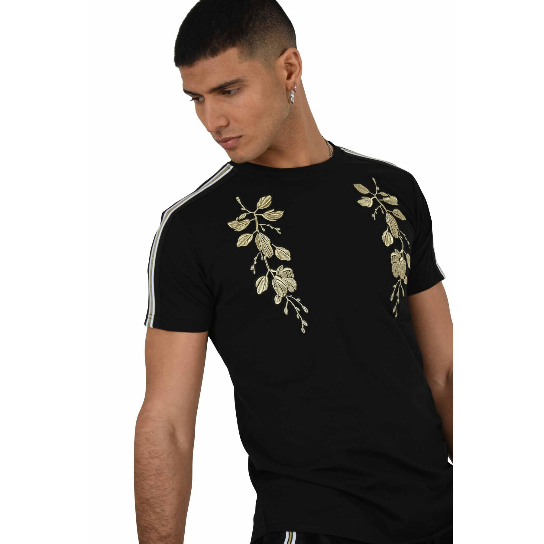 Maglietta con collo rotondo e strisce a contrasto Project X Paris patch floral
