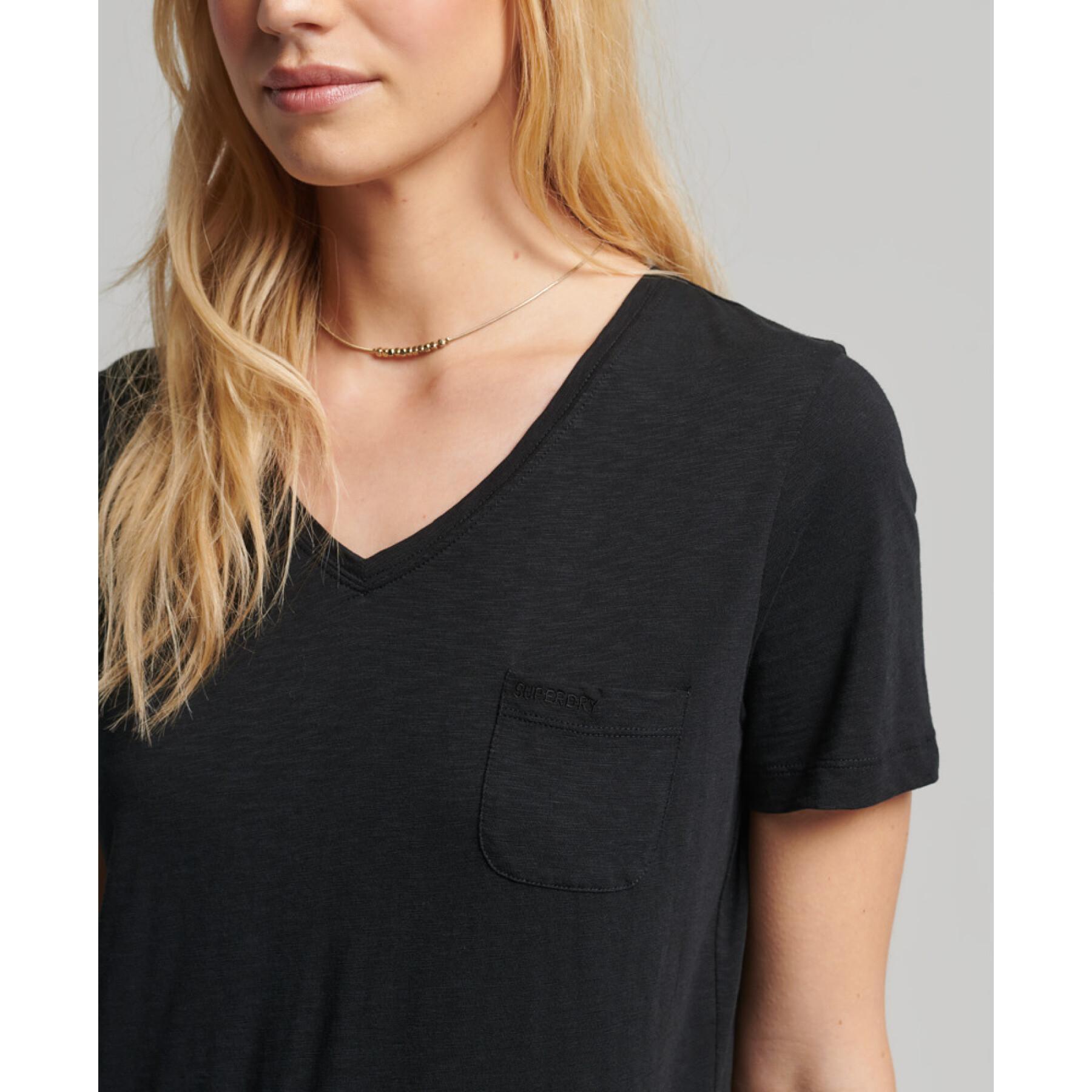 T-shirt donna con scollo a V e tasca sul petto Superdry Studios