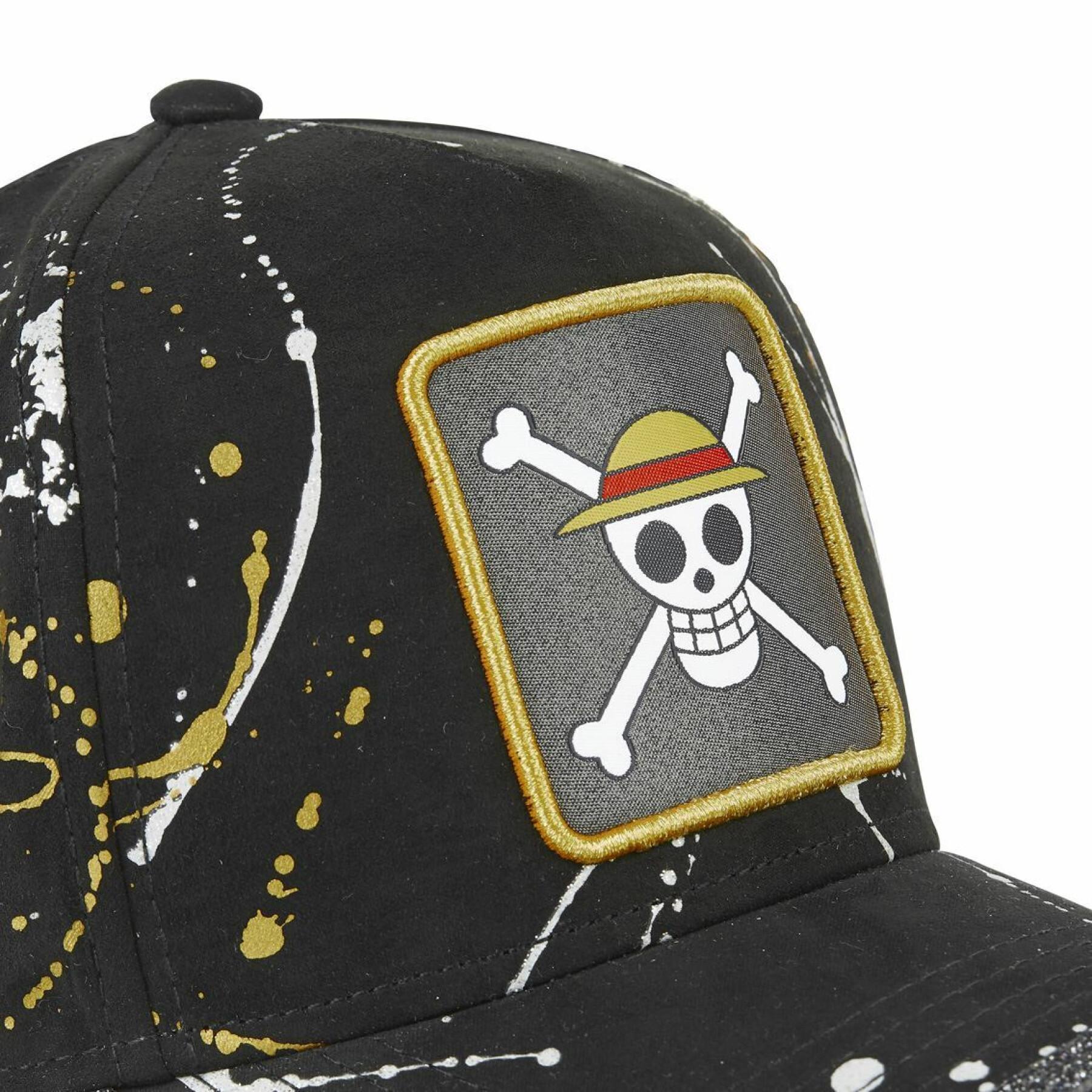 Cappello trucker con etichetta e rete Capslab One Piece Skull