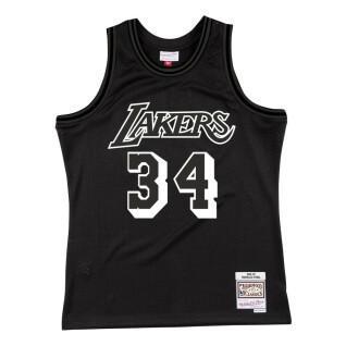 shaquille o'neal los angeles lakers '96 maglia bianca con logo nba