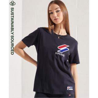 T-shirt donna in ciniglia velluto e cotone organico Superdry Sportstyle